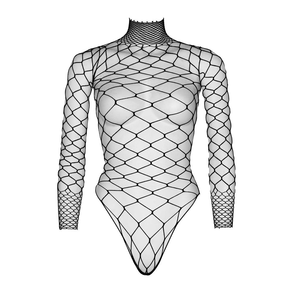 Leg Avenue - Turtleneck Fence Net Teddy Body - Noir